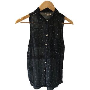 HOLISTER Sleeveless Sheer Button-down Blouse